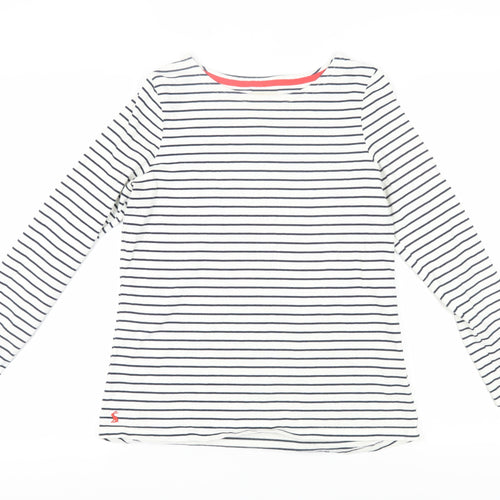 Joules Women's White Stripe Long Sleeve Boat Neck Top