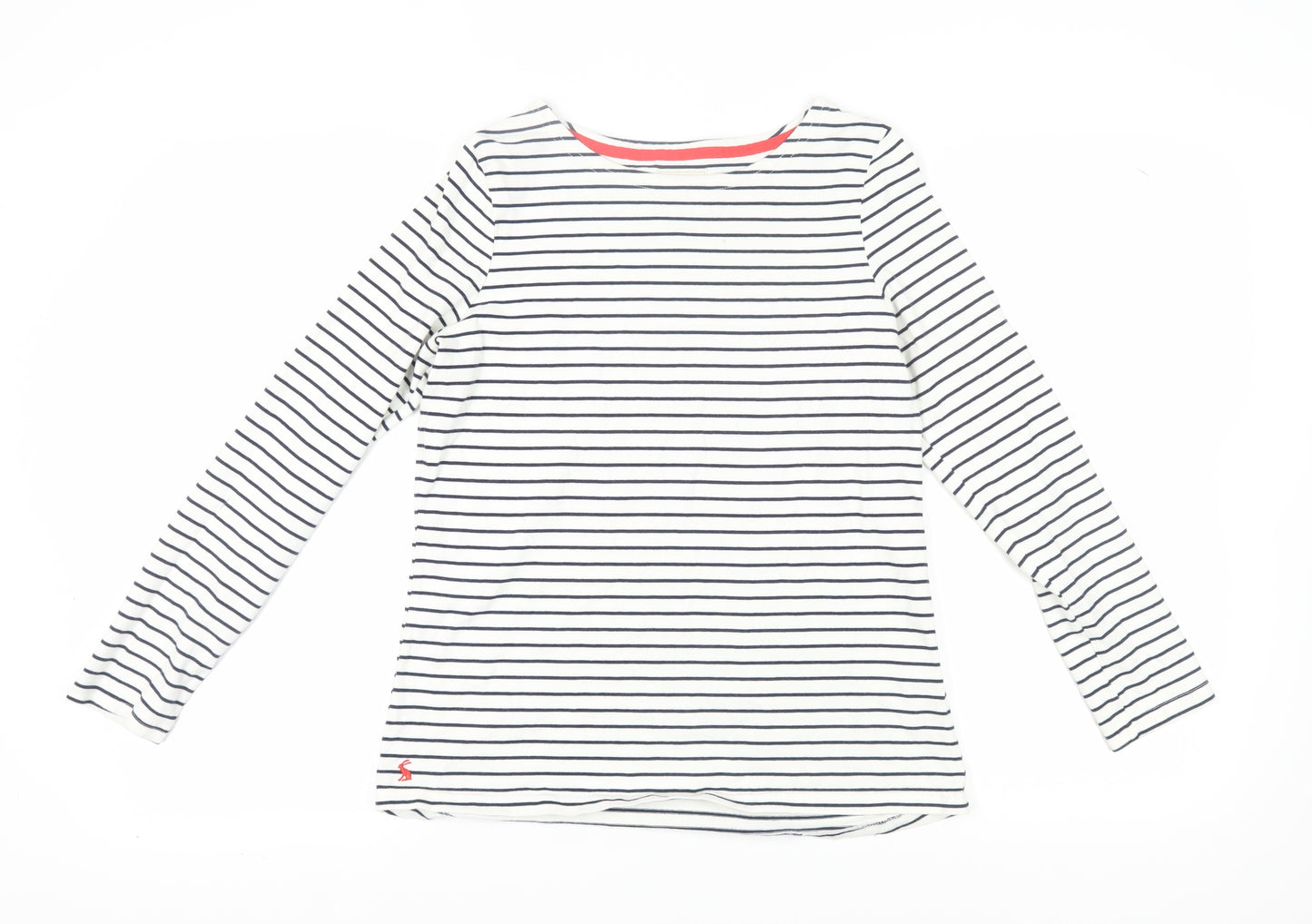 Joules Women's White Stripe Long Sleeve Boat Neck Top
