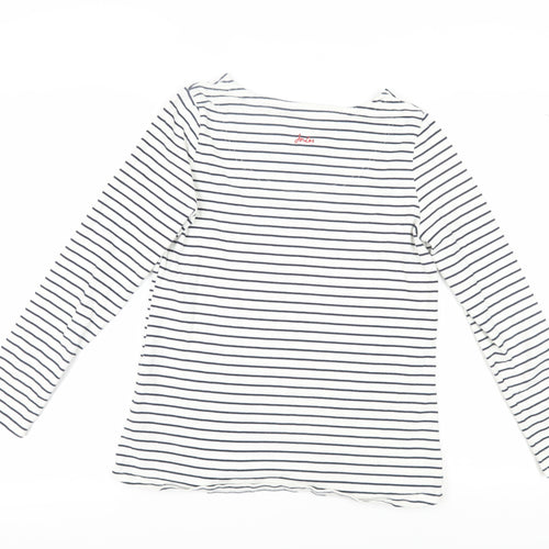Joules Women's White Stripe Long Sleeve Boat Neck Top
