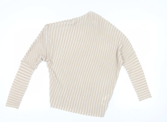 Reiss Women's Beige Striped Knit Top M