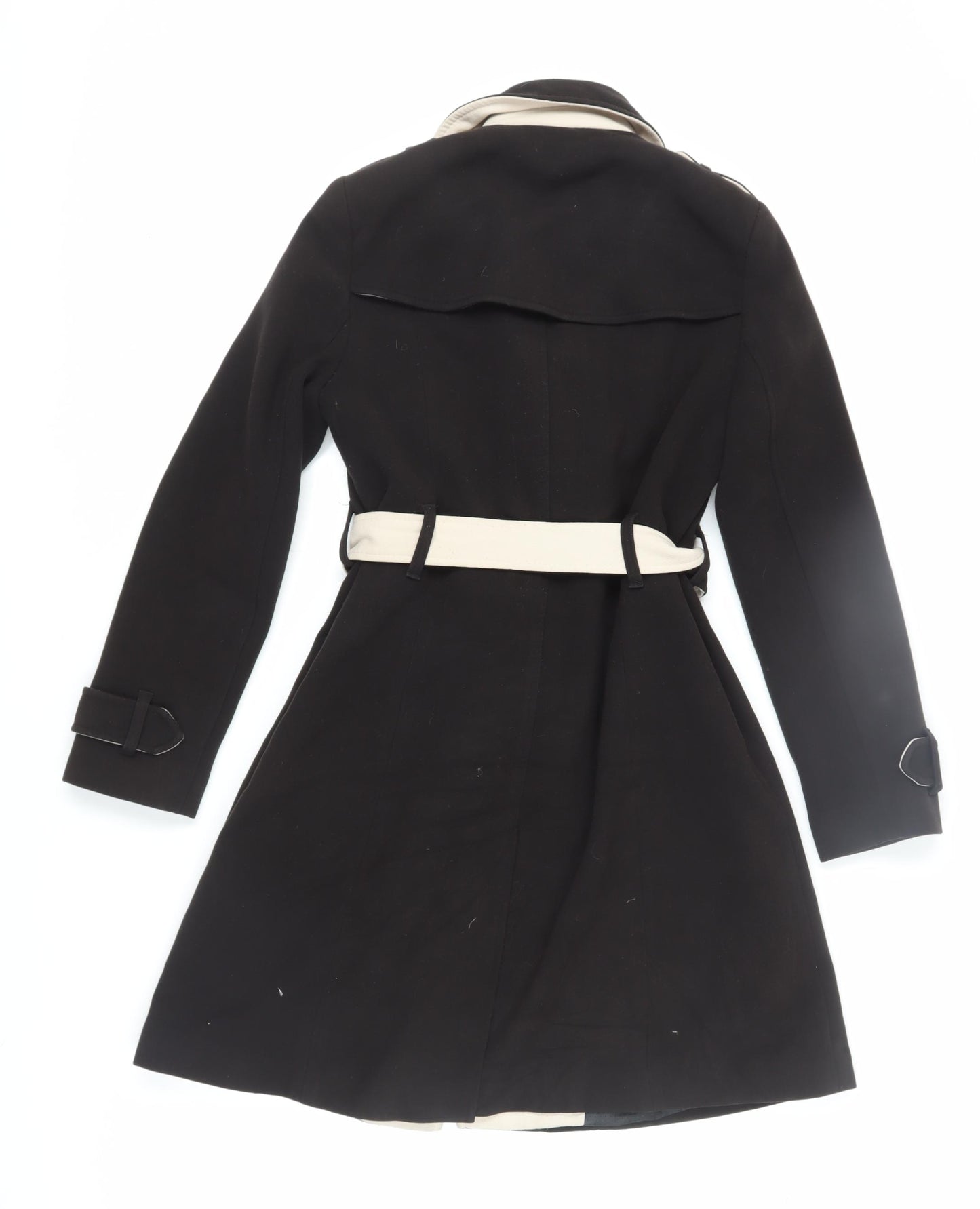 Principles Women Black Petite Trench Coat Size 10