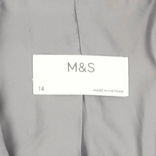 Marks and Spencer Women Grey Blazer Size 14 Polyester