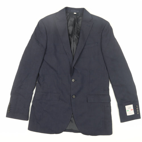 Mens Blue Blazer, 38L, Single-Breasted, M&S