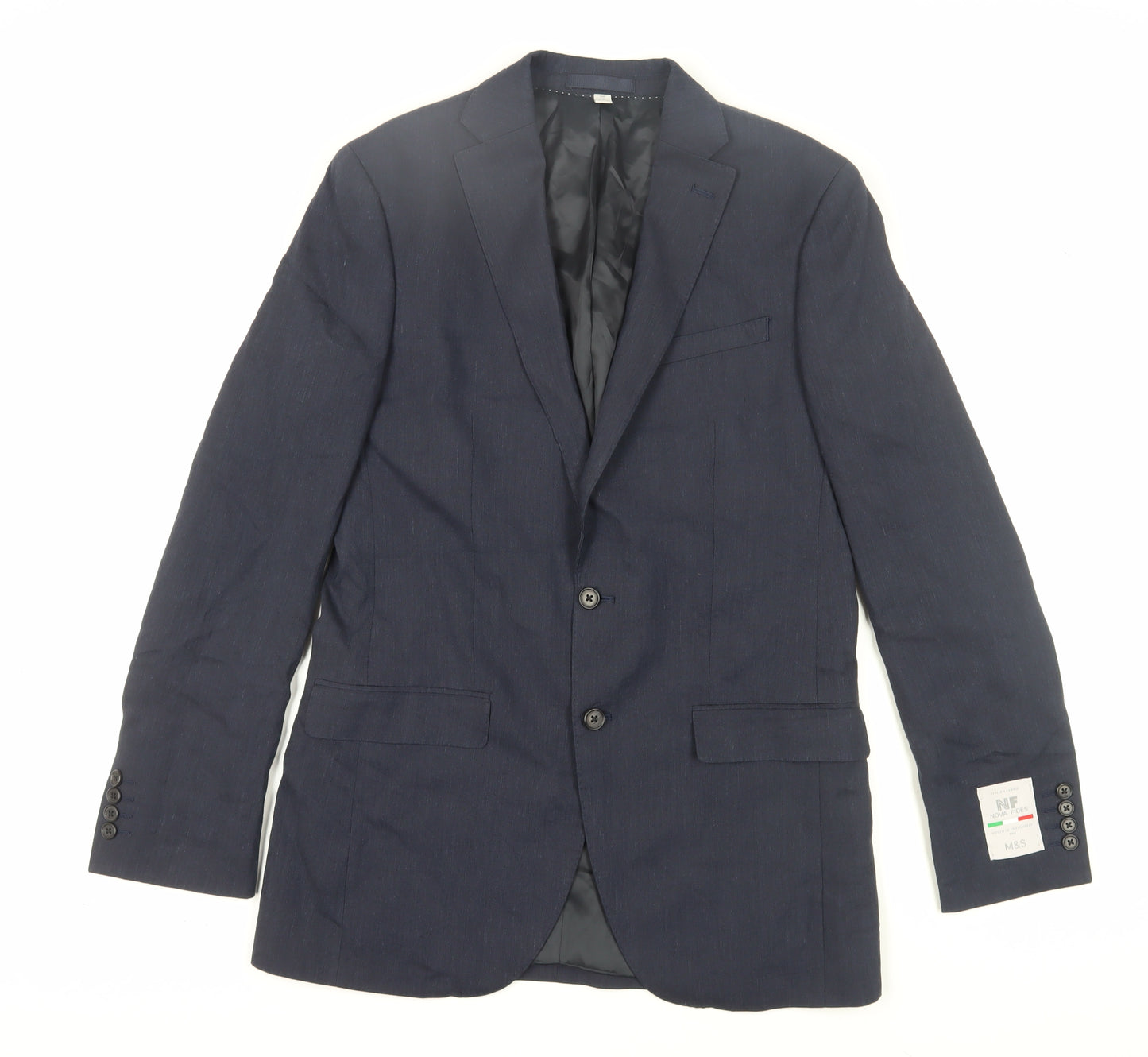 Mens Blue Blazer, 38L, Single-Breasted, M&S