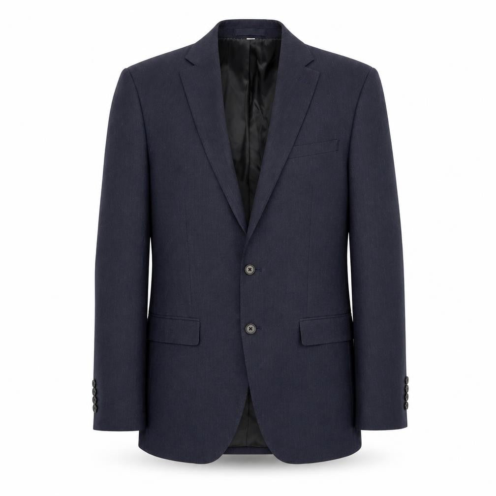 Front view of men’s blue blazer, 38l, single-breasted, marks & spencer