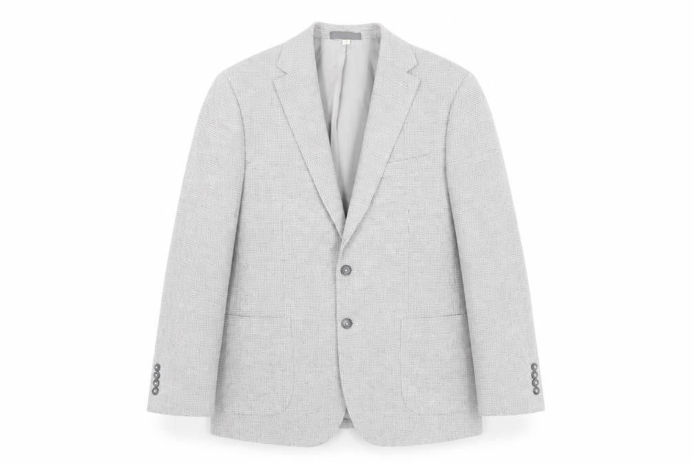 Front view of Marks & Spencer Men's Grey Checked Blazer, size 42, Regular