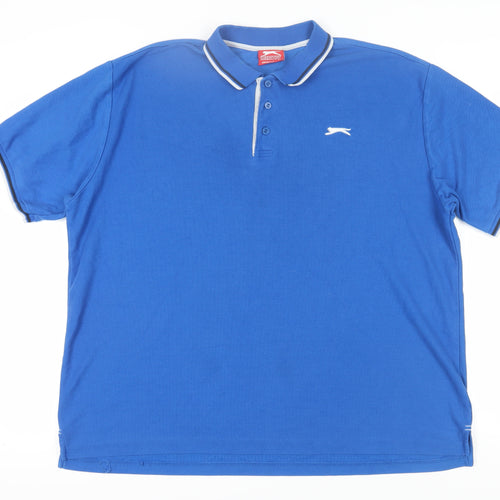 Slazenger Men's Blue 2XL Polo Shirt, Short Sleeve, Logo