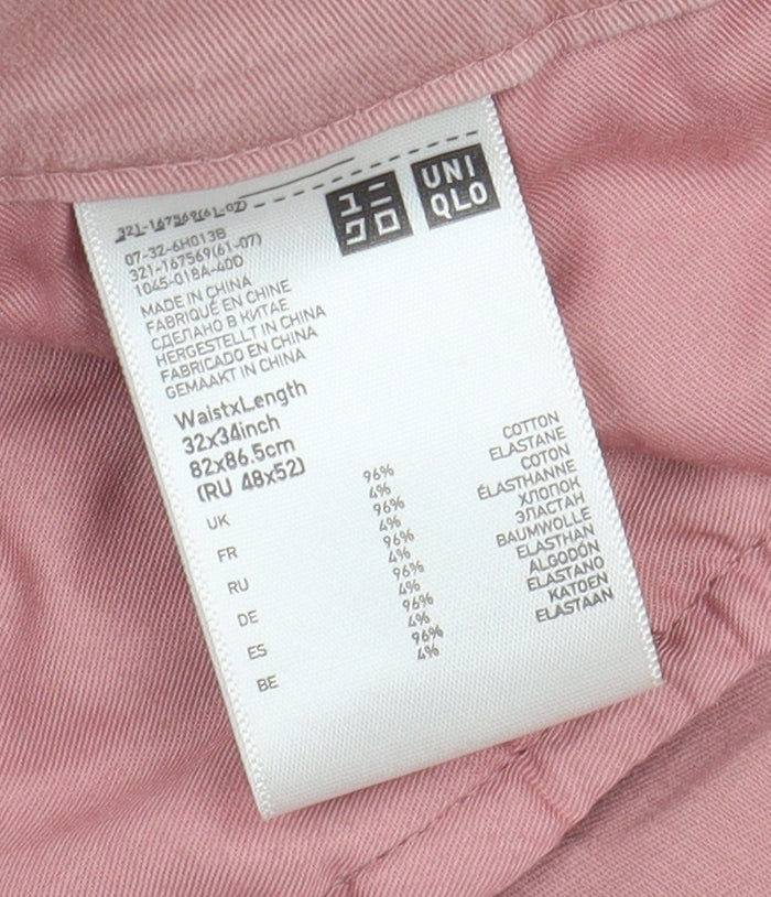Uniqlo Pink Chino Trousers, Unisex, Size 32