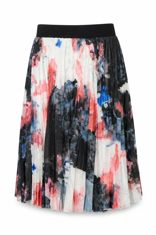 Front view of BYSI Women's Multicoloured Floral Pleated Skirt XS