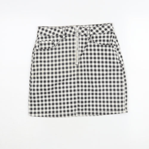Denim Co Women's Black & White Checked Skirt, Size 10