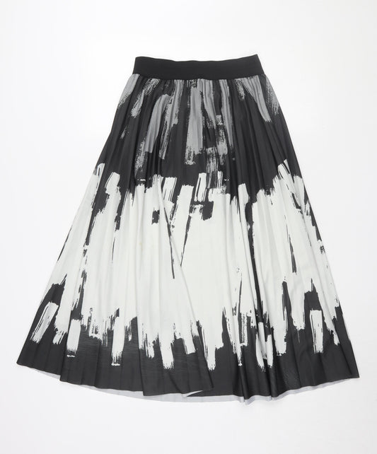 bebe Plus Women's Black White Pleated Midi Skirt Size 14