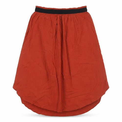 H&M Women's Red A-Line Midi Skirt, Size 8 Elastic Waist