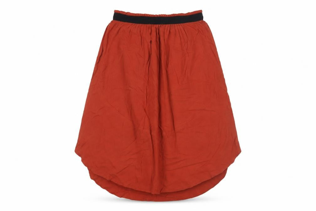 H&M Women's Red A-Line Midi Skirt, Size 8 Elastic Waist