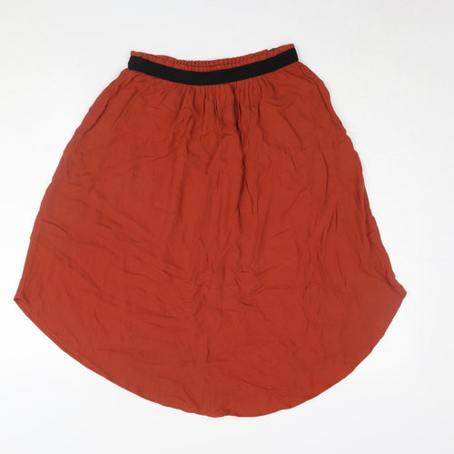 H&M Women's Red A-Line Midi Skirt, Size 8 Elastic Waist