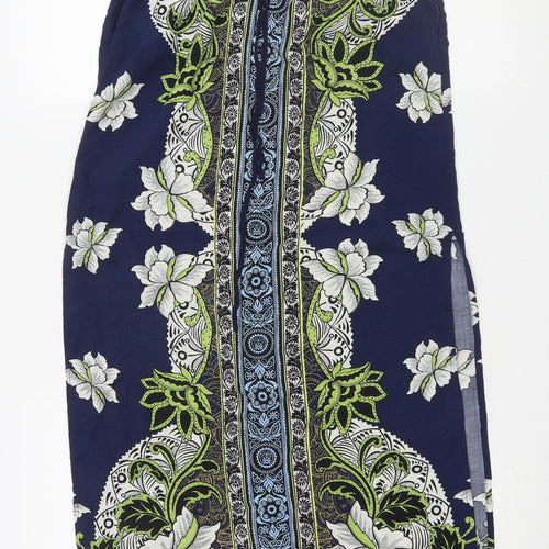 Warehouse Women's Blue Floral Midi Skirt, Size 8