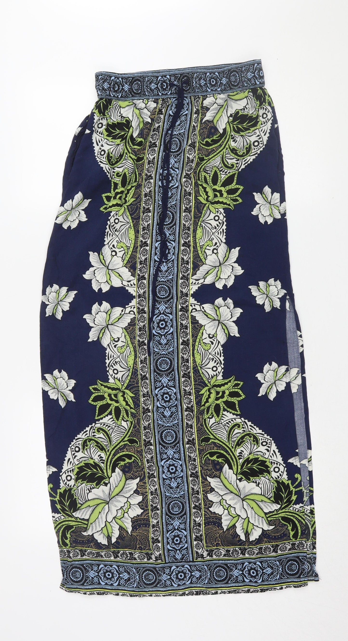 Warehouse Women's Blue Floral Midi Skirt, Size 8