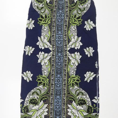 Warehouse Women's Blue Floral Midi Skirt, Size 8