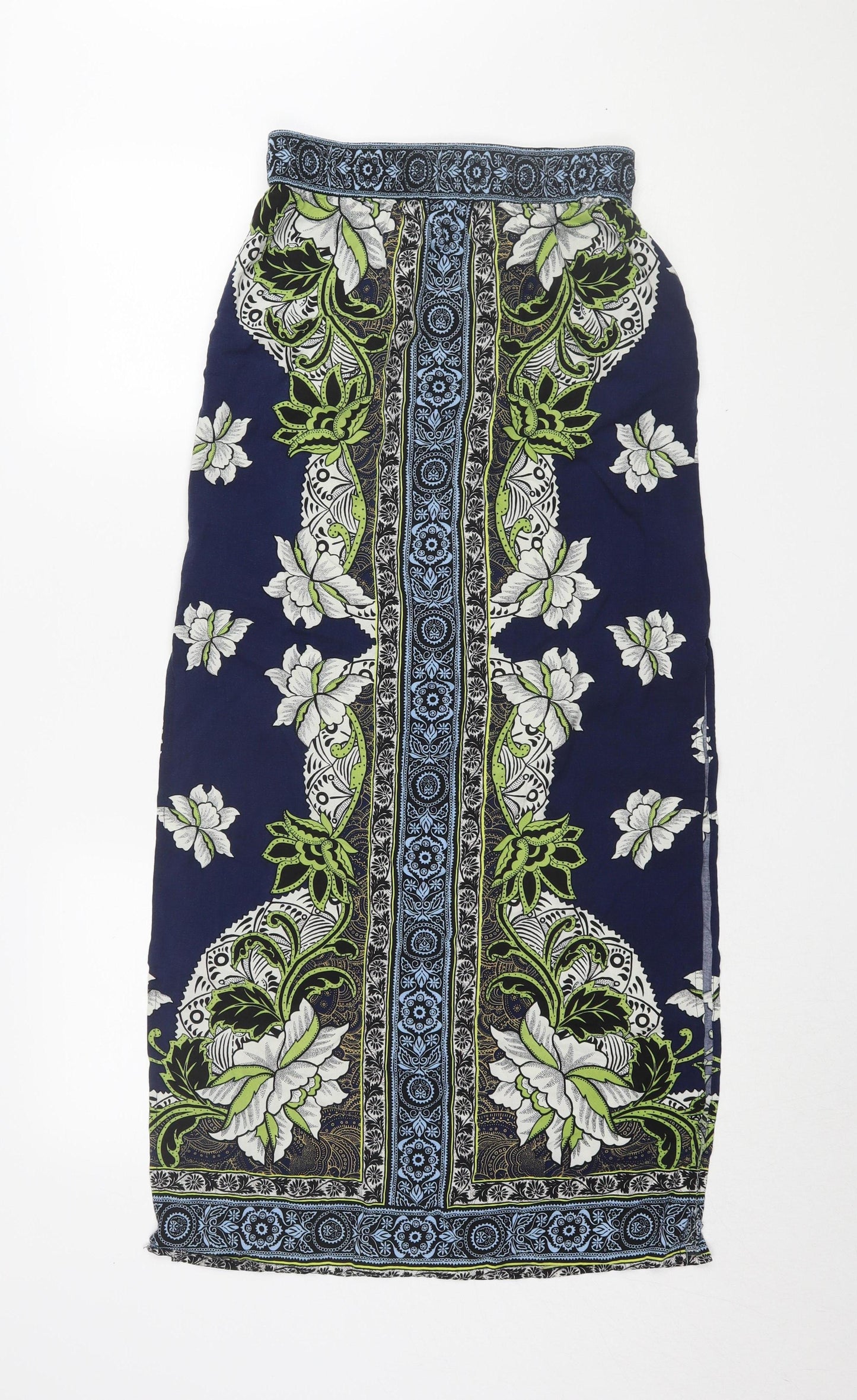 Warehouse Women's Blue Floral Midi Skirt, Size 8