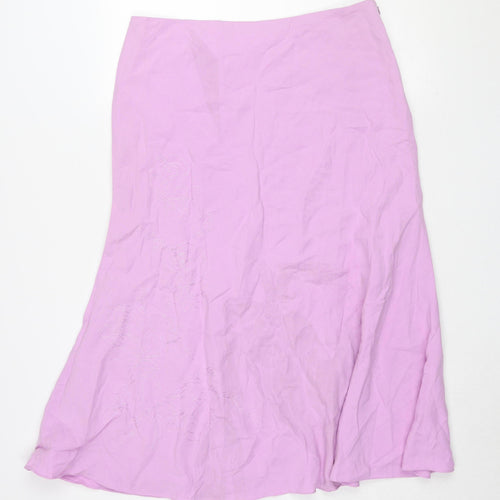 Precis Petite Women's Pink Silk Linen Midi Skirt Size 16