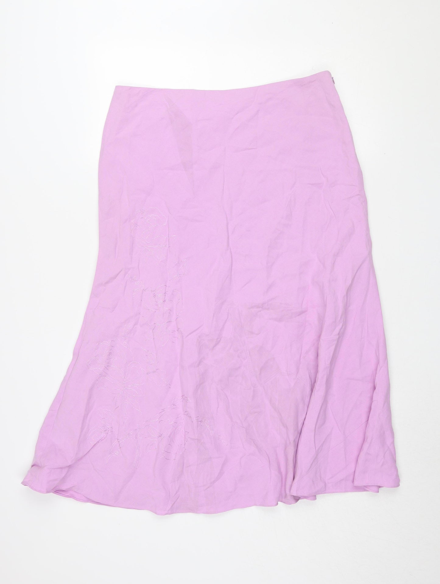 Precis Petite Women's Pink Silk Linen Midi Skirt Size 16