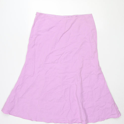 Precis Petite Women's Pink Silk Linen Midi Skirt Size 16