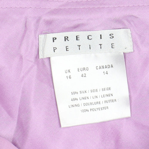 Precis Petite Women's Pink Silk Linen Midi Skirt Size 16