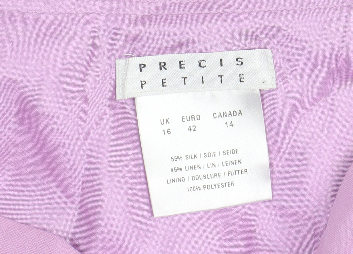 Precis Petite Women's Pink Silk Linen Midi Skirt Size 16