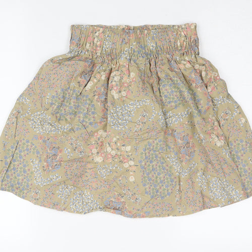 H&M Women's Beige XS A-Line Floral Short Skirt