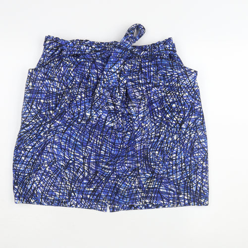 Whistles Women's Blue Geometric Size 16 Cotton Skirt