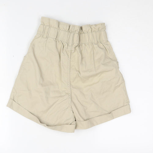 H&M Women Beige Paperbag Shorts Size 6 Cotton