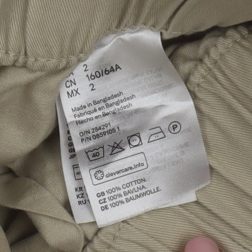 H&M Women Beige Paperbag Shorts Size 6 Cotton