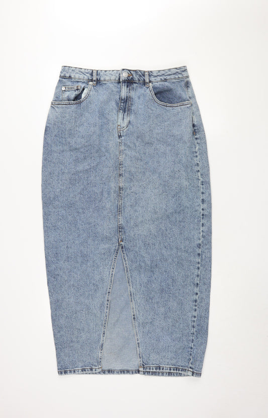 ASOS DESIGN Women's Blue Denim Midi Pencil Skirt Size 14