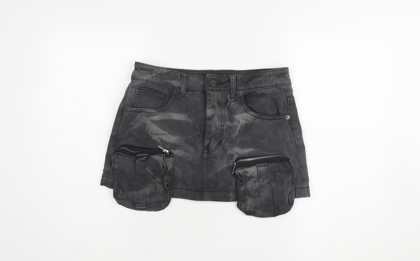 PrettyLittleThing Women's Short Black Cargo Skirt Size 10