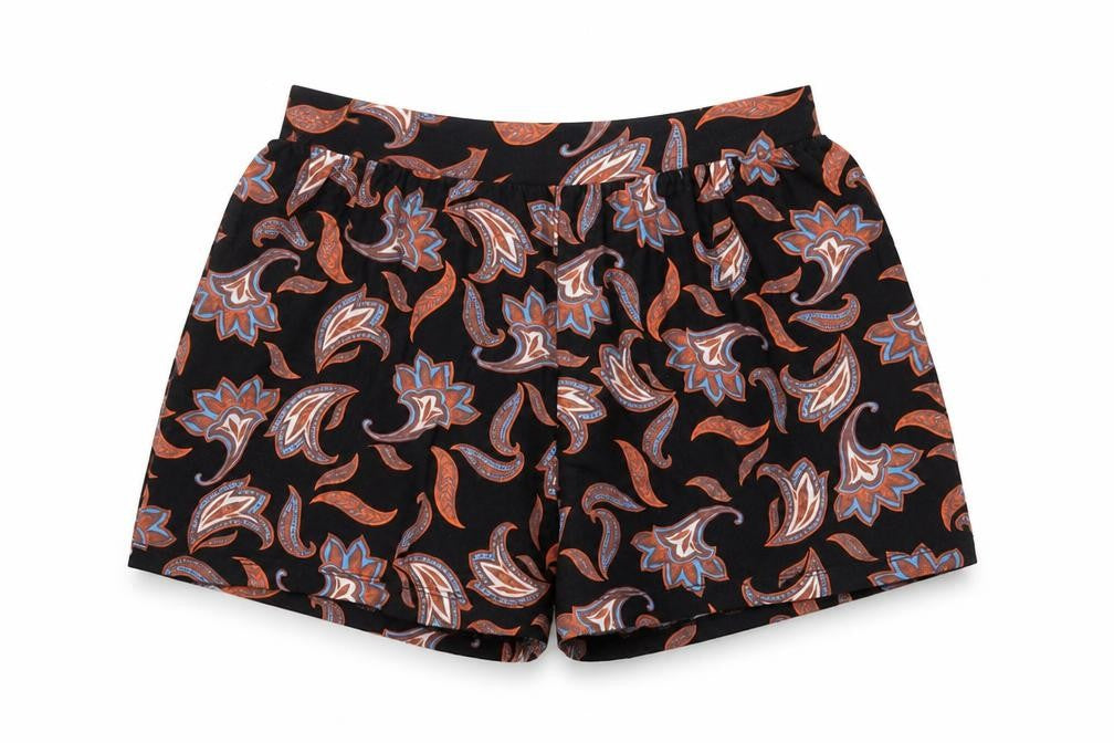 ASOS Women's Black Paisley Shorts, Size 8, Stretchy and Comfy