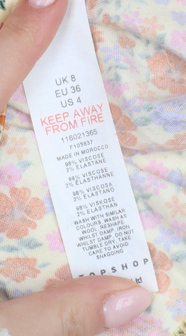 Topshop Women's Multicoloured Floral Mini Skirt, Size 8