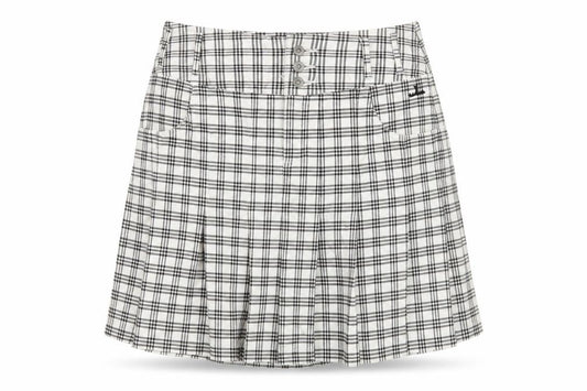 Front view of Backtee Women's Checked Pleated Skirt -, size 10