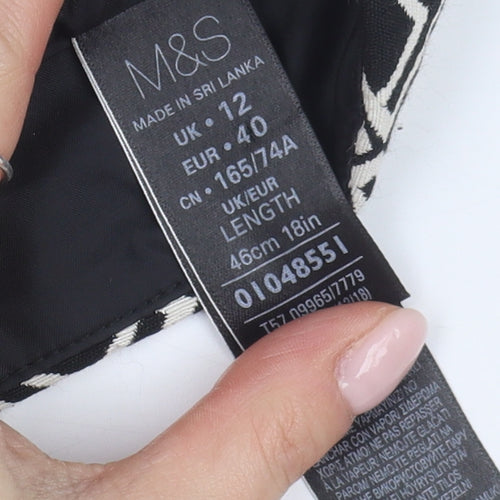 Marks and Spencer Women's Black Geometric Pencil Skirt Size 12