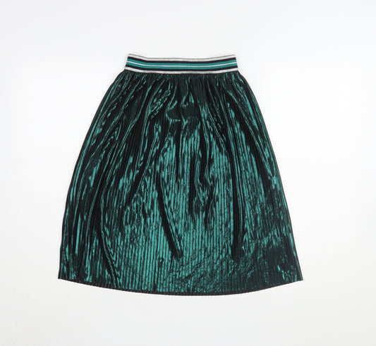 Next Girls Green Pleated Skirt, Size 8 Years