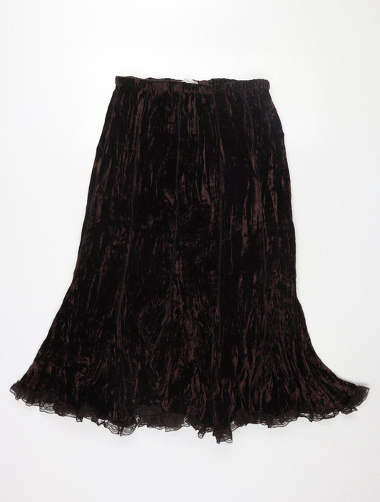 Gina Bacconi Women's Velvet Midi Skirt, Size 14, Flared Black