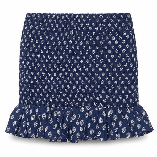 MNG Women's Blue Paisley Elastic Waist Skirt, Size S