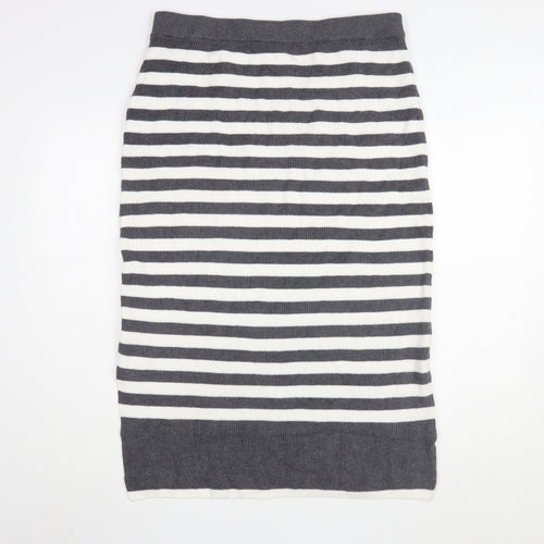 Marks and Spencer Women's Grey L Striped Pencil Skirt