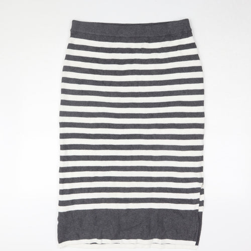 Marks and Spencer Women's Grey L Striped Pencil Skirt