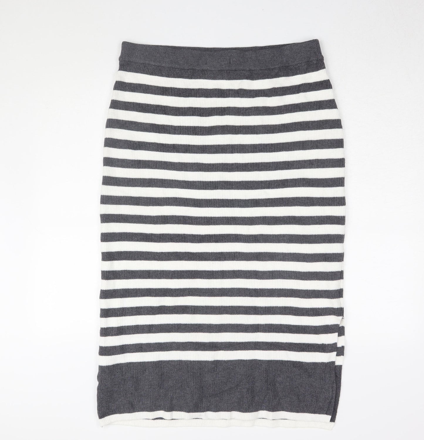 Marks and Spencer Women's Grey L Striped Pencil Skirt