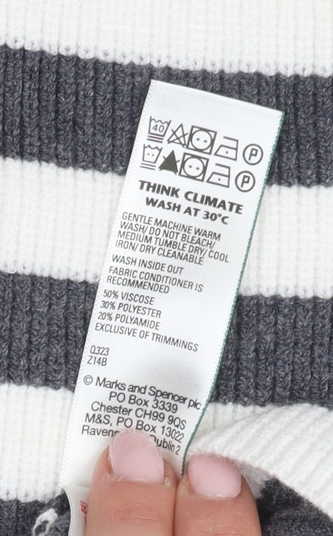 Marks and Spencer Women's Grey L Striped Pencil Skirt