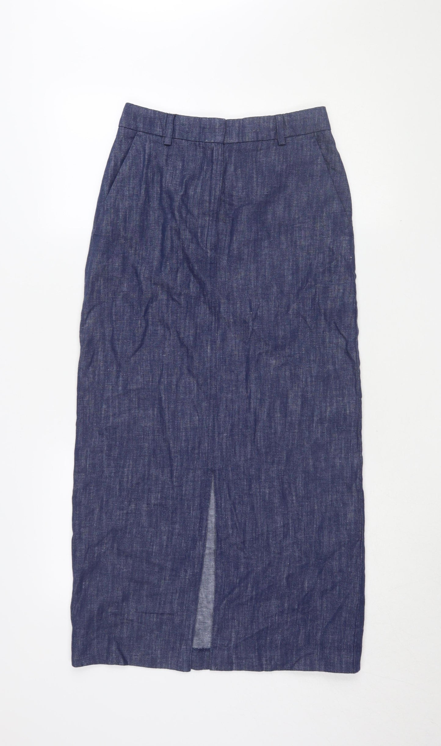Marks and Spencer Women's Blue Skirt, Size 8, Long, Chic Style