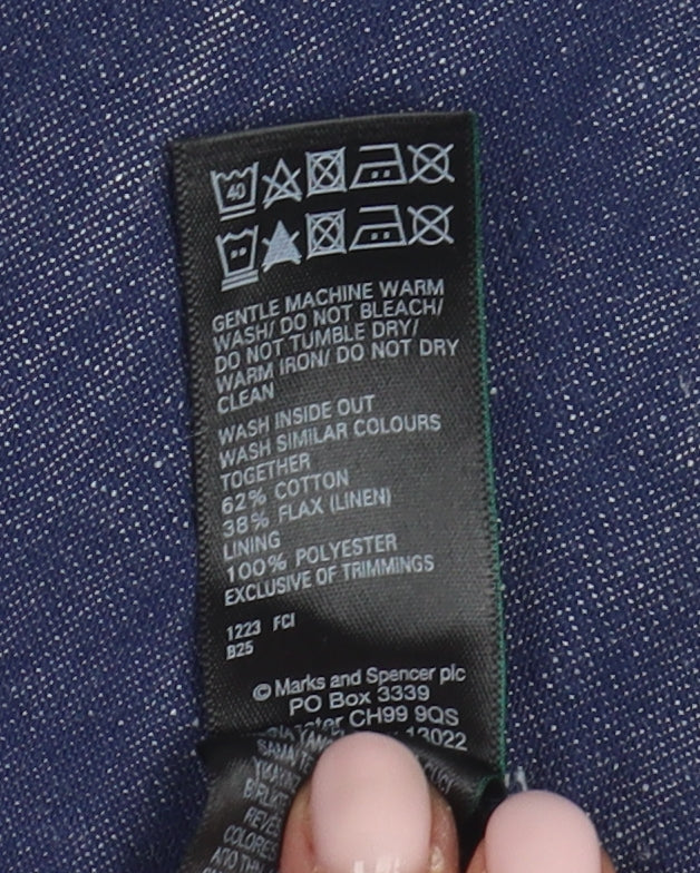 Marks and Spencer Women's Blue Skirt, Size 8, Long, Chic Style