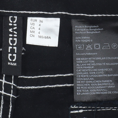 H&M Women's Black Mini Denim Skirt, Size 8