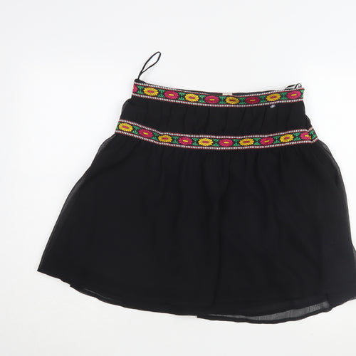 H&M Women's Black Embroidered Skirt, Size 10