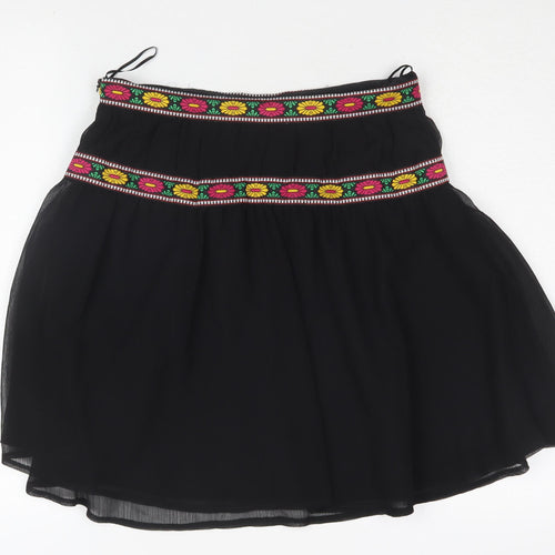 H&M Women's Black Embroidered Skirt, Size 10