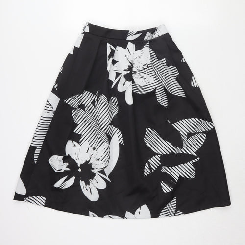 Rochelle Humes Women's Black Floral A-Line Skirt Size 8